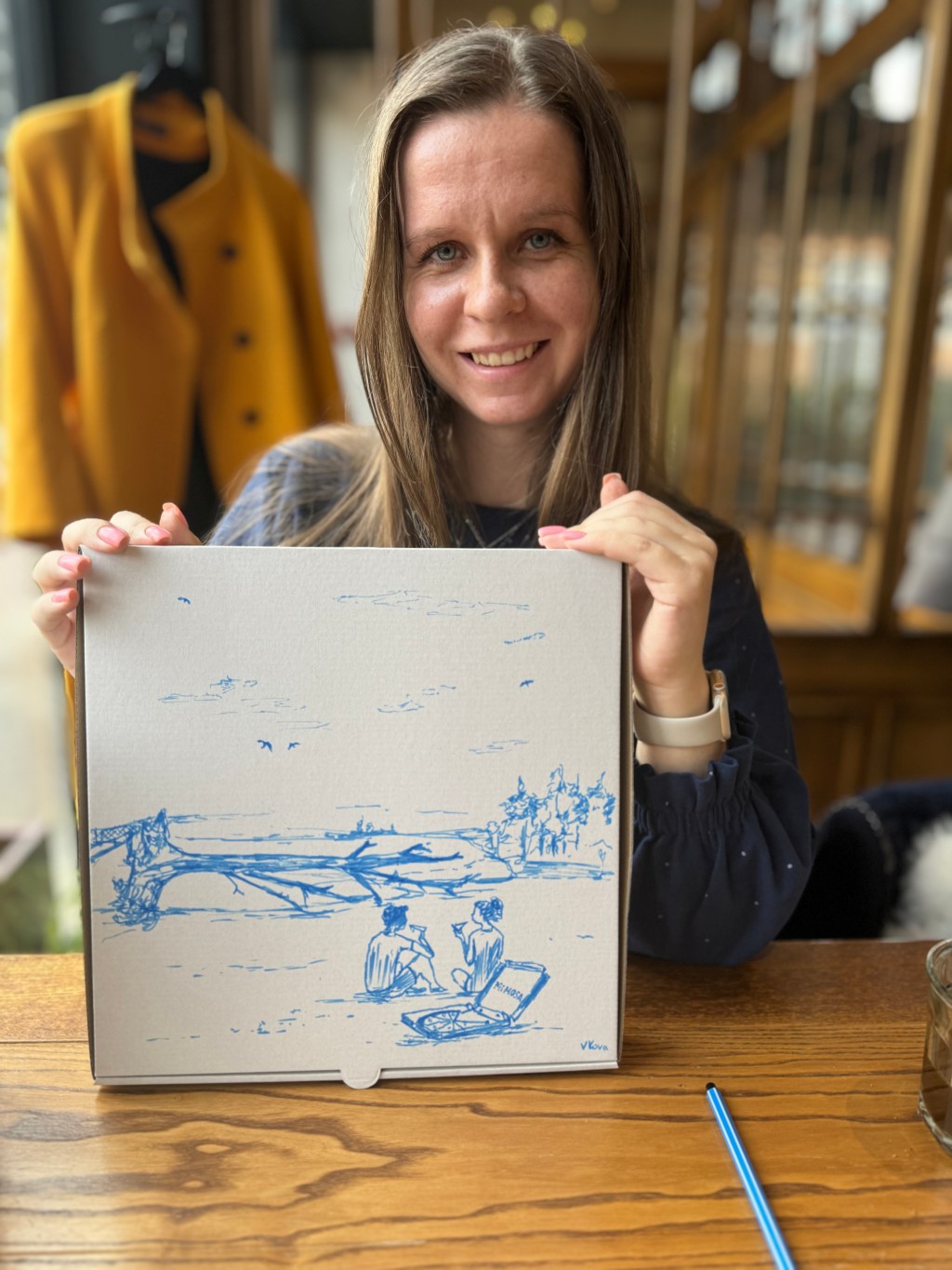 Drawing on a pizza&nbsp;box