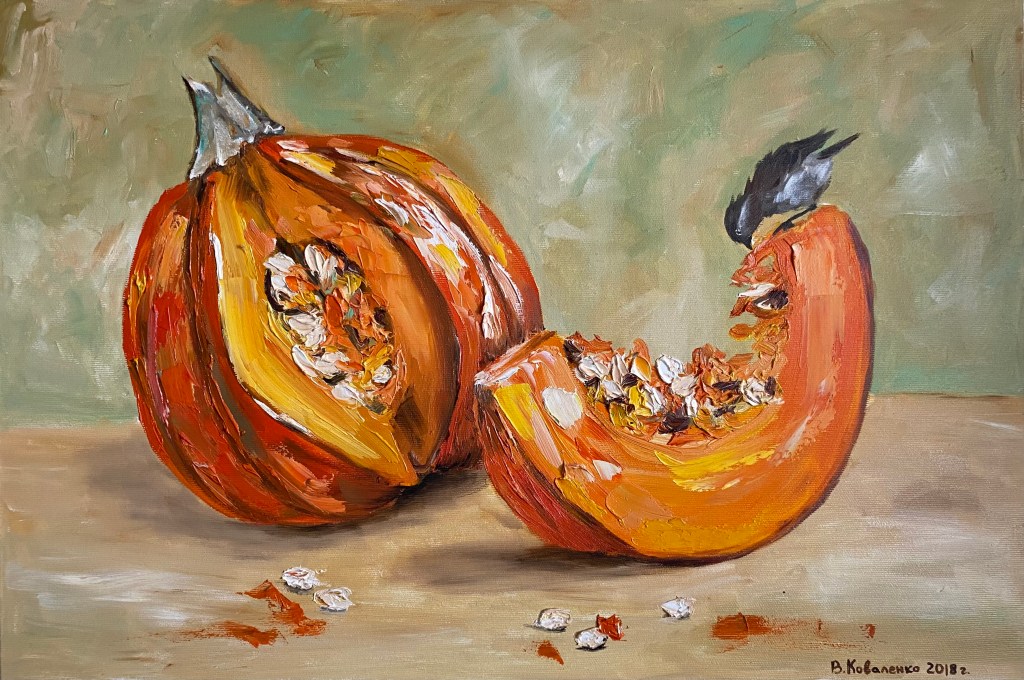 Pumpkin with Sparrow